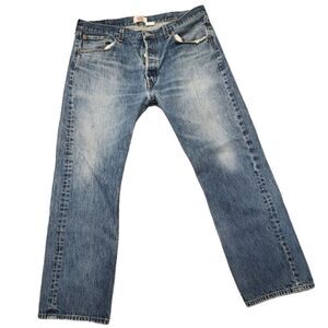 Mens Levi’s 501 Jeans Straight Leg Size 38  Button Fly Classic Faded Denim